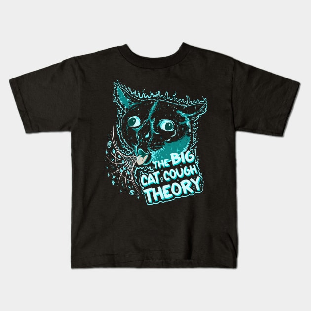 The Big Cat Cough Theory Kids T-Shirt by MeFO